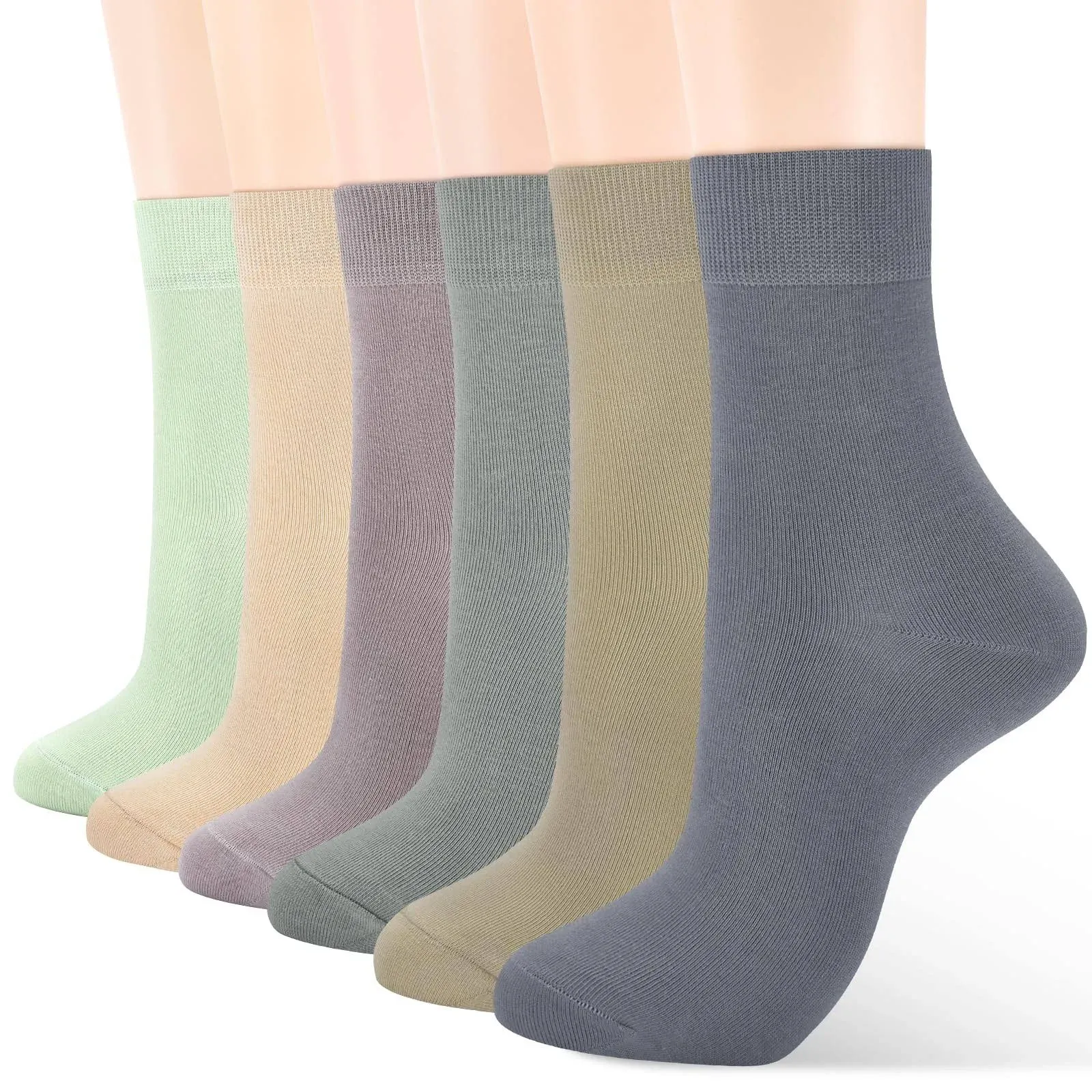 ATBITER Women's Thin Dress Socks,Soft Cotton Ankle Crew Calf Socks for Business Trouser Casual (6-Pairs Present Box)