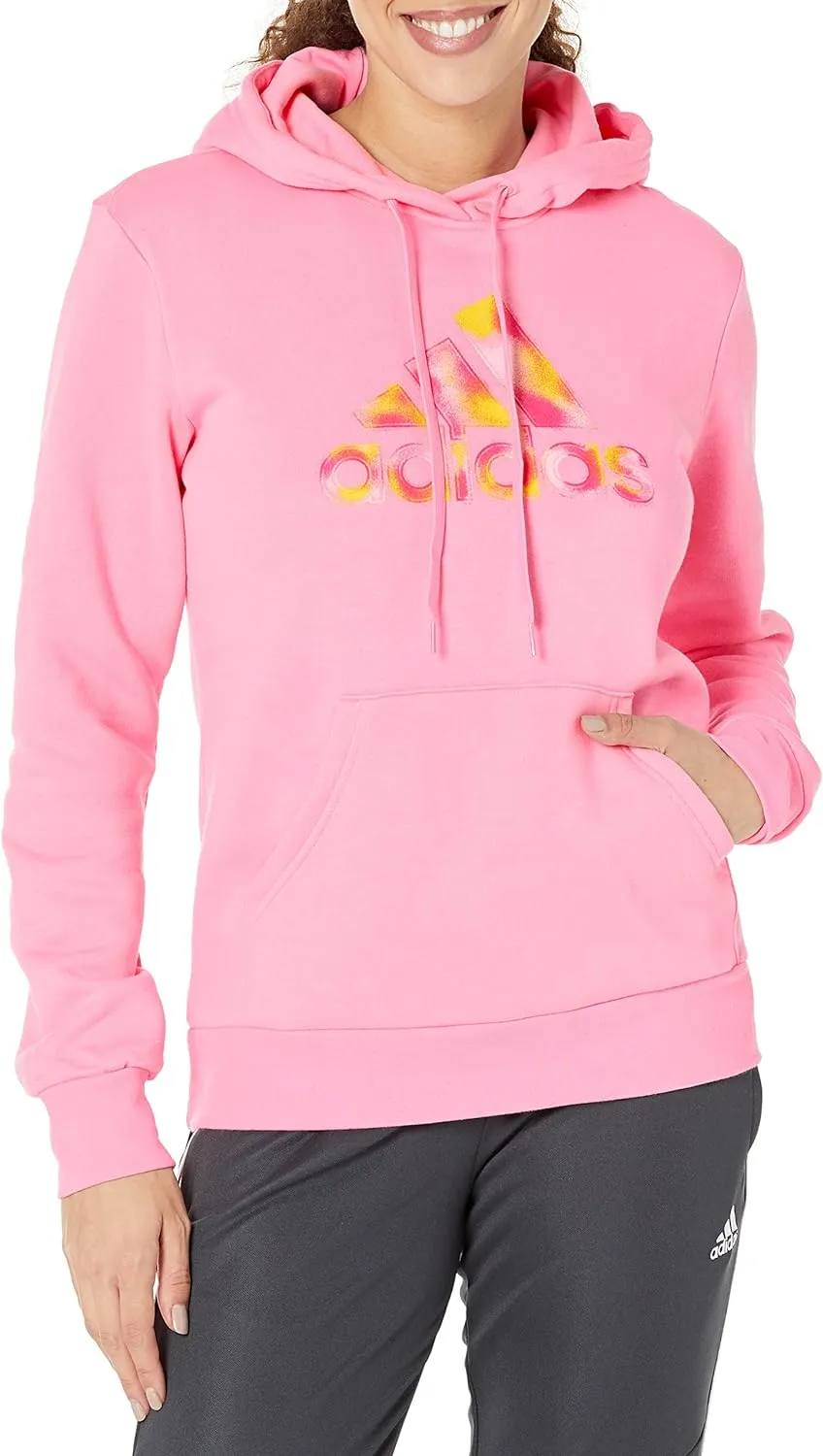 Adidas 2 Toned Graphic Women&#039;s Size XS Extra Small Hoodie Pull Over Pink #865