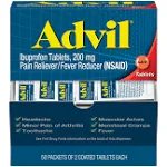 Advil Ibuprofen Pain Reliever & Fever Reducer, 200 mg, Tablets - 50 pack, 2 tablets each