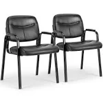 Waiting Room Guest Chairs Set of 2 with Padded Arms, Leather Office Stationary 