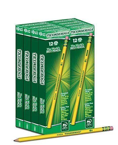 Dixon Ticonderoga Wood-Cased #2 HB Pencils Box of 96 Yellow 13872