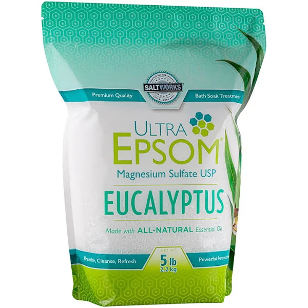 SaltWorks Ultra Epsom Premium Eucalyptus Bath Salt, 5 Lb