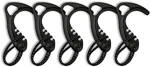 Gear Hook Black 5-Pack — Lightweight + Versatile S Hook for Backpacks and Closet Storage, S Carabiner Heavy Duty Alternative, S Carabiner Clip, S Hook for Quick and Easy Indoor or Outdoor Use