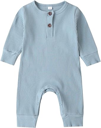 Kuriozud Newborn Infant Unisex Baby Boy Girl Button Solid Romper Bodysuit One ...