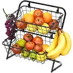 Simple Houseware 2 tier Rigid wire fruit basket black stand