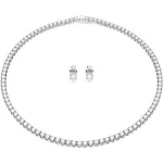 SWAROVSKI Matrix Tennis Jewelry Set, All-Round Necklace and Pierced Stud Earrings with Clear Crystals on a Rhodium Finished Setting, Part of the Matrix Tennis Collection