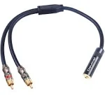 Devinal RCA to 1/8 Female Y Cable, Female 3.5mm to Dual RCA/Phono male Stereo Splitter Cord, Mini Jack Female to 2RCA male Audio Breakout Adapter 12