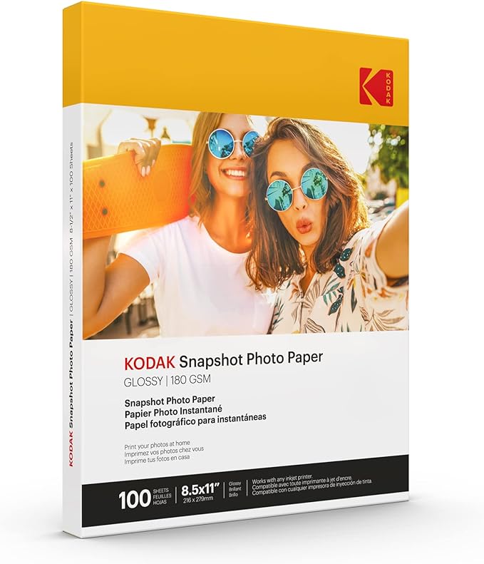 PHOTO PAPER KODAK Photo Paper Gloss 8.5 X 11 SNAPSHOT 50 count, 48lb. 180 g/m 2