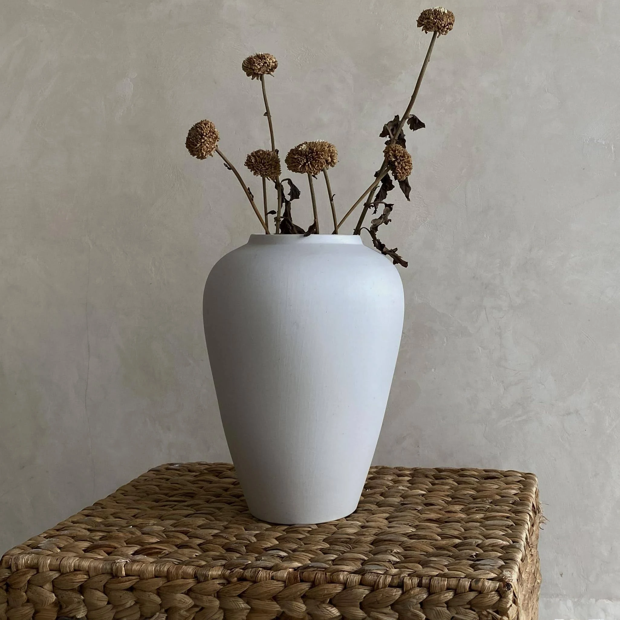 MORSHA Ceramic White Vase Home Decor Terracotta Flower Vase Modern Trendy Whi...