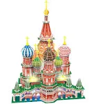 Cubicfun led russia Cathedral 3d puzzles for adults kids