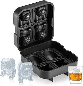 Nax Caki Bulldog gifts 3D Bulldog Ice Cube Mold Fun Shapes, 2.4" Large Craft Ice Mold, Big Dog Ice Cube Trays for Whiskey Cocktails Bourbon