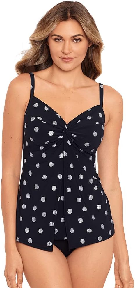 Miraclesuit Pizzelles Love Knot Tankini Top, Black / 10