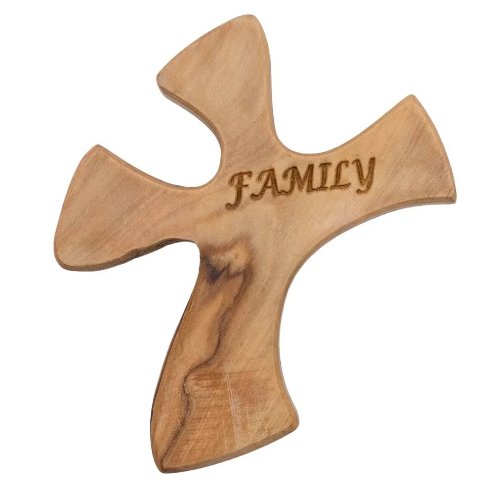 Olive Wood Prayer Cross: Hand Held Cross Made to Perfectly Fit in Your Hand (Hope)