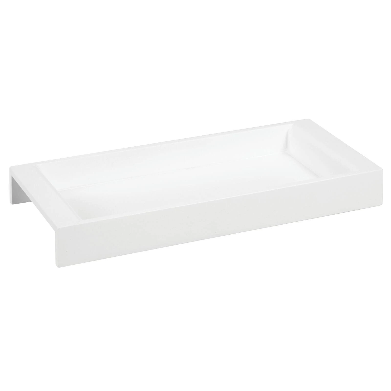 mDesign Small Wooden Tray, 5" x 11" x 1.23" High, White