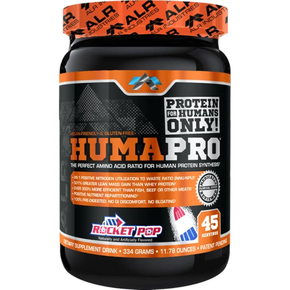 Humapro by ALR Industries Premium Protien Powder, Rocket Pop, 334 Grams, Protein Powder for 510% Greater Lean Mass - Delicious Fruit Flavored Supplement Drink Mix, Perfect Amino Acid Ratio, 30