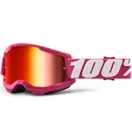 100% Strata 2 Goggles Red with Mirror Lens for ATV UTV Offroad Motocross Riding