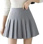 Girls Women High Waisted Pleated Skirt Plain Plaid A-Line Mini Skirt Skater Tennis School Uniform Skirts Lining Shorts