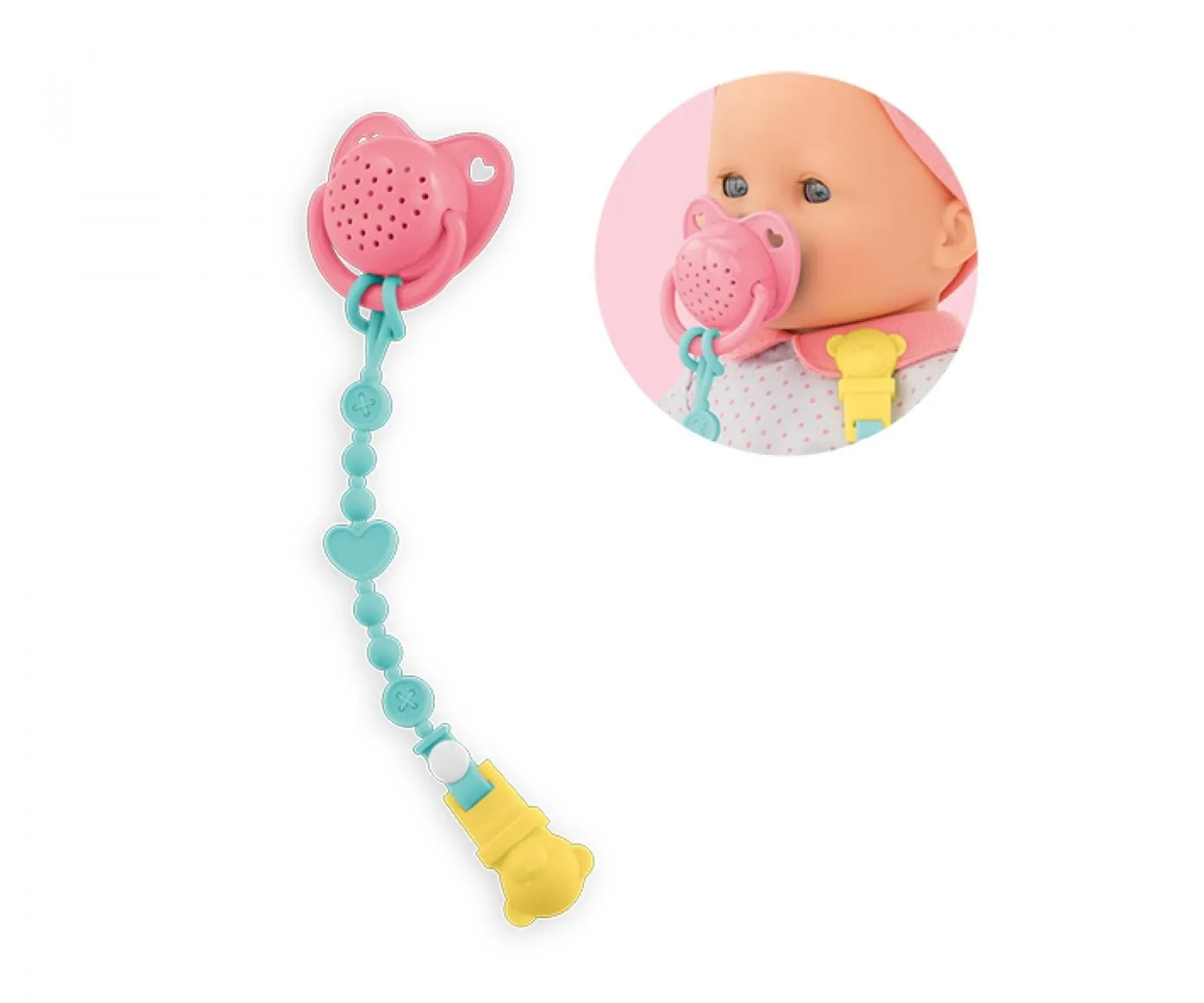 Corolle Baby Doll Pacifier with 15 Sounds - for 14" Baby Dolls, Pink/Blue