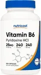 Nutricost Vitamin B6 Pyridoxine HCl 25 mg - 240 Capsules