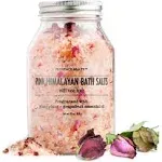 Pink Himalayan Bath Salt with Rose Petals - 100% Natural Aromatherapy and Relaxation - Ylang Ylang, Grapefruit Essential Oil - Cleanse, Revitalize and Soothes Skin