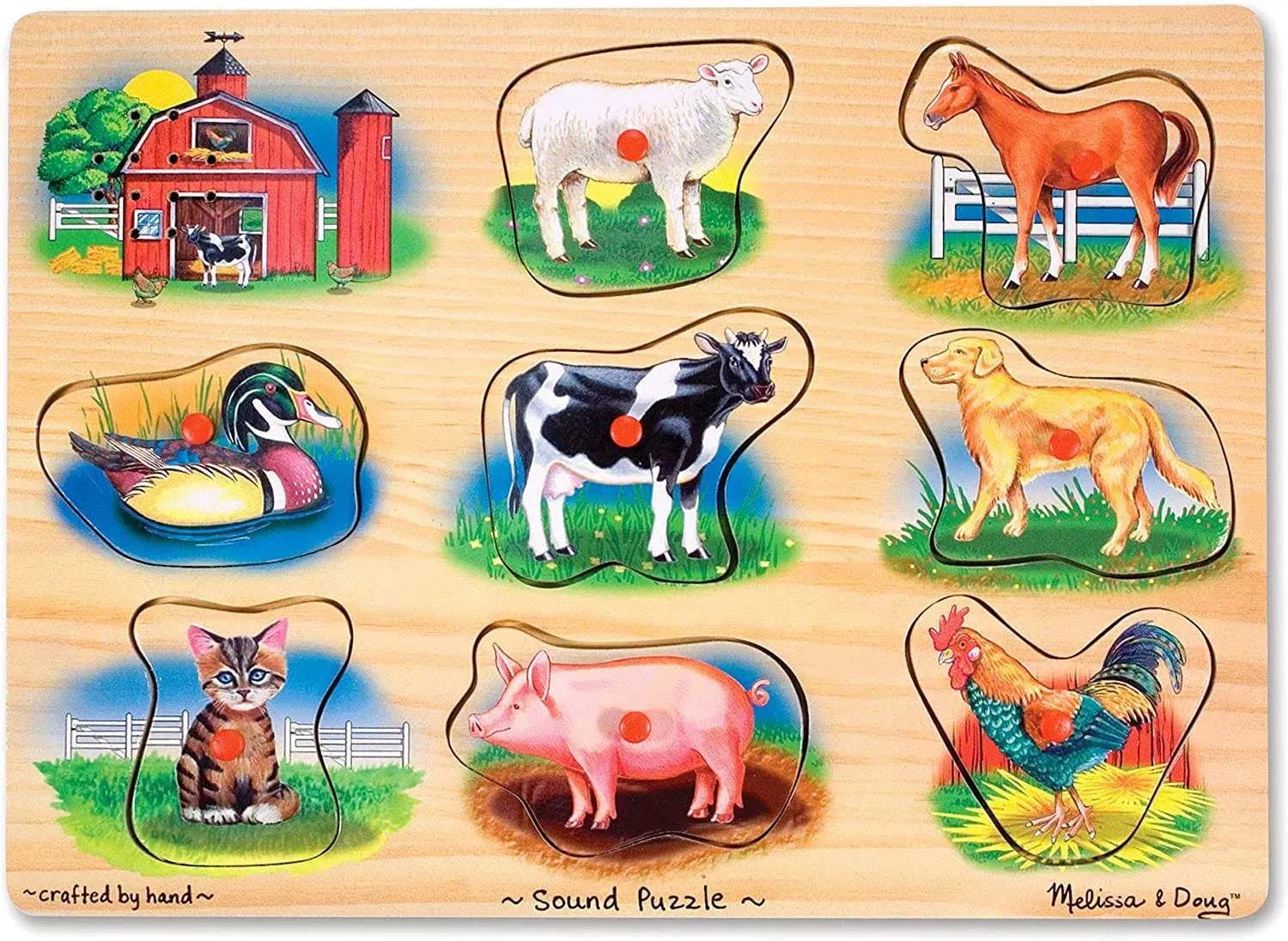 Melissa And Doug Wooden Sound Puzzle Farm Animals 8 Pieces