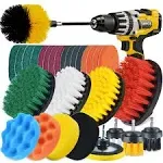 Shieldpro 30 Piece Drill Brush Attachment Set, All Purpose Power Clean Scrubber Brush, Scrub Pads & Sponge with Extend Long Attachment for Bathroom, Kitchen,Grout,Tub,Tile,Corners, Auto