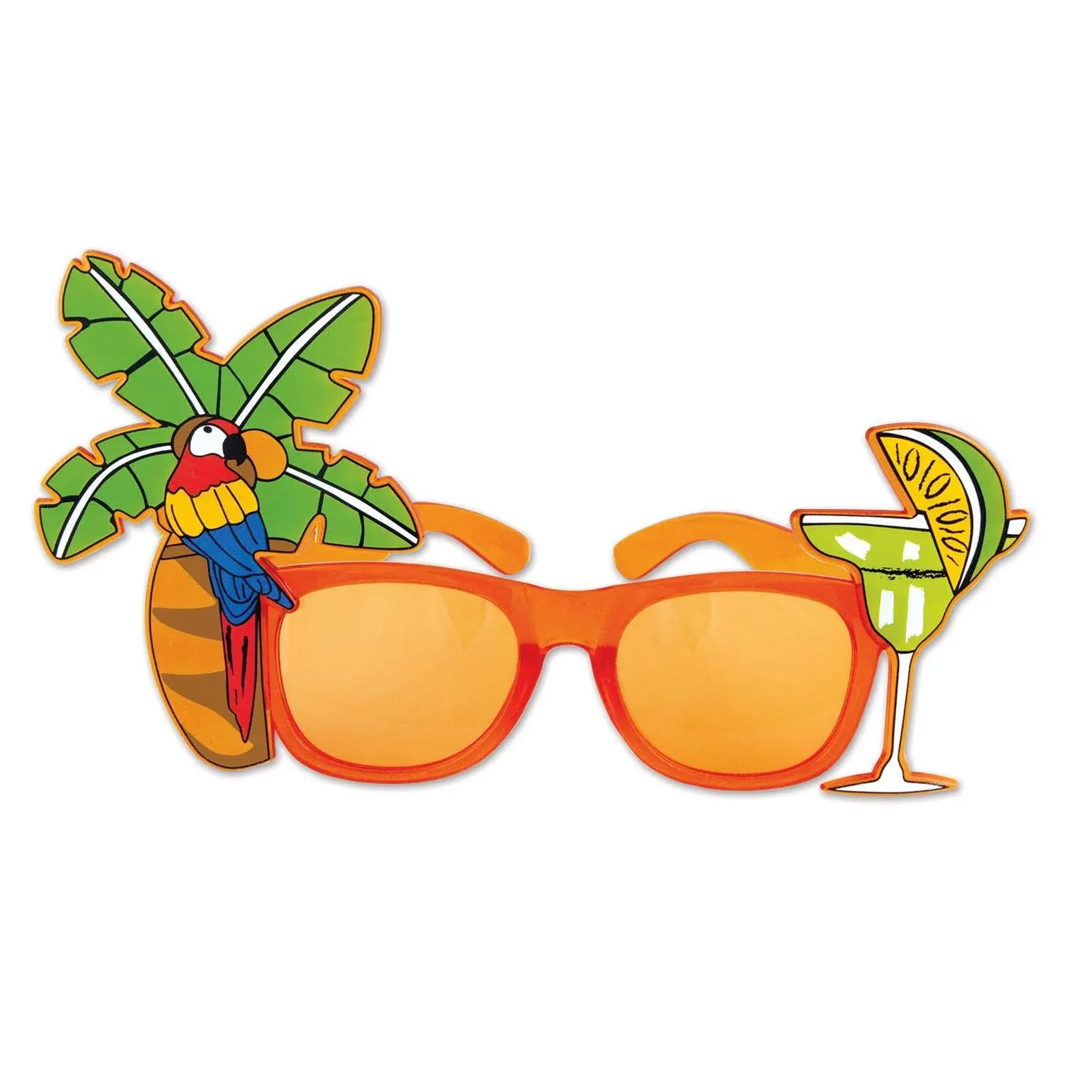 Beistle Palm Tree & Parrot Fanci-Frames Luau Party Supplies, Novelty Glasses, One Size, Orange/Green/Red/Yellow/Blue