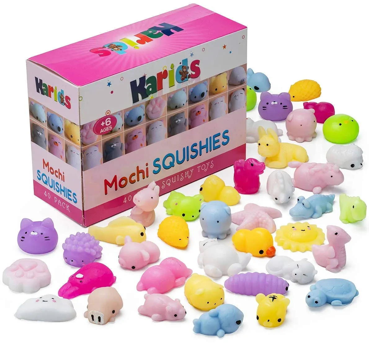 40Pcs Mochi Squishys Toys Mini Squishies 2nd Generation Glitter Animal Squishies Party Favors for Kids Adults Stress Relief Toy Treasure Box Prize Classroom Valentine Prizes Easter Egg Fillers