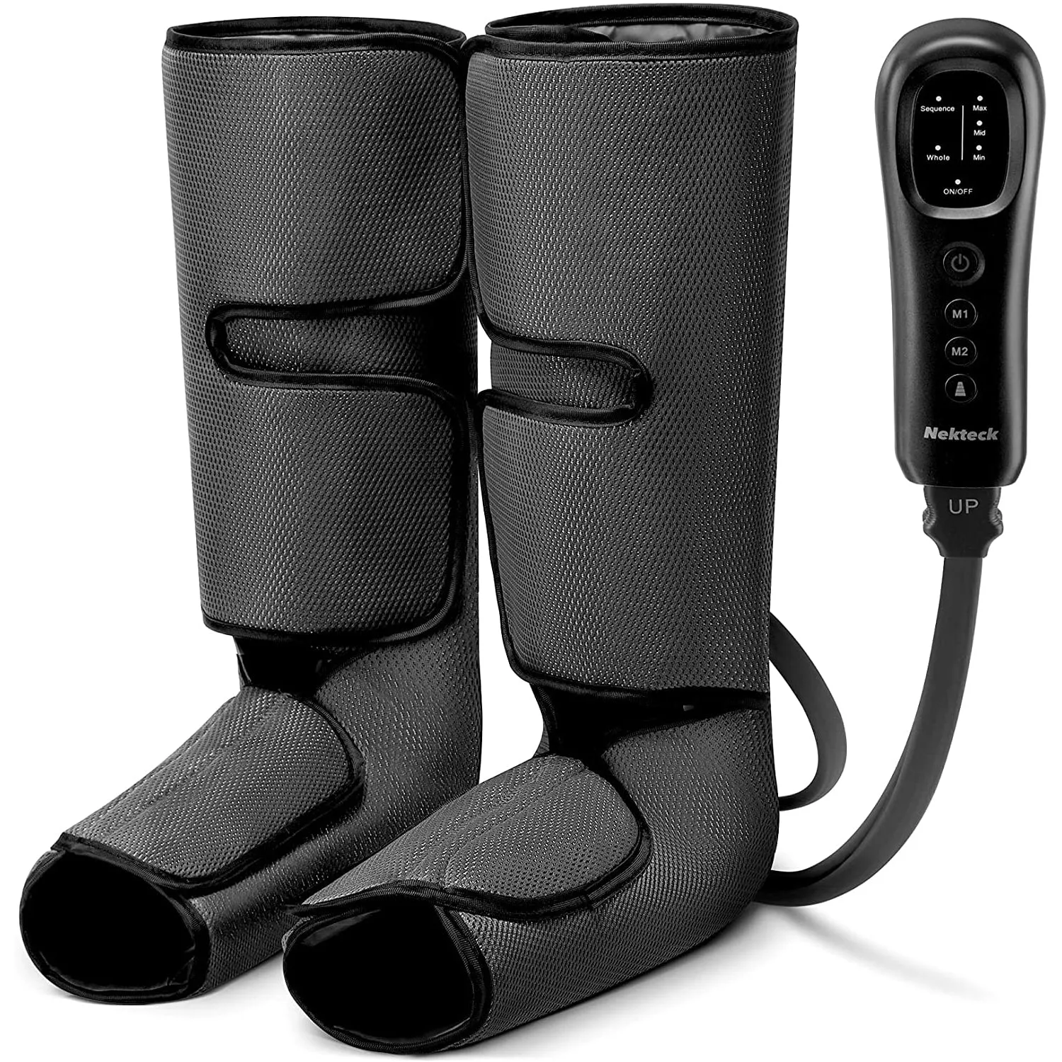 Nekteck Leg Massager with Air Compression for Circulation and Relaxation, Foot and Calf Massage Machine with Hand-held Controller 2 Modes 3 Intensities, Adjustable Leg Wraps for Home and Off