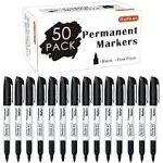 Shuttle Art Permanent Markers, 50 Pack Black Permanent Marker set,Fine Point, Works on Plastic,Wood,Stone,Metal and Glass for Doodling, Marking