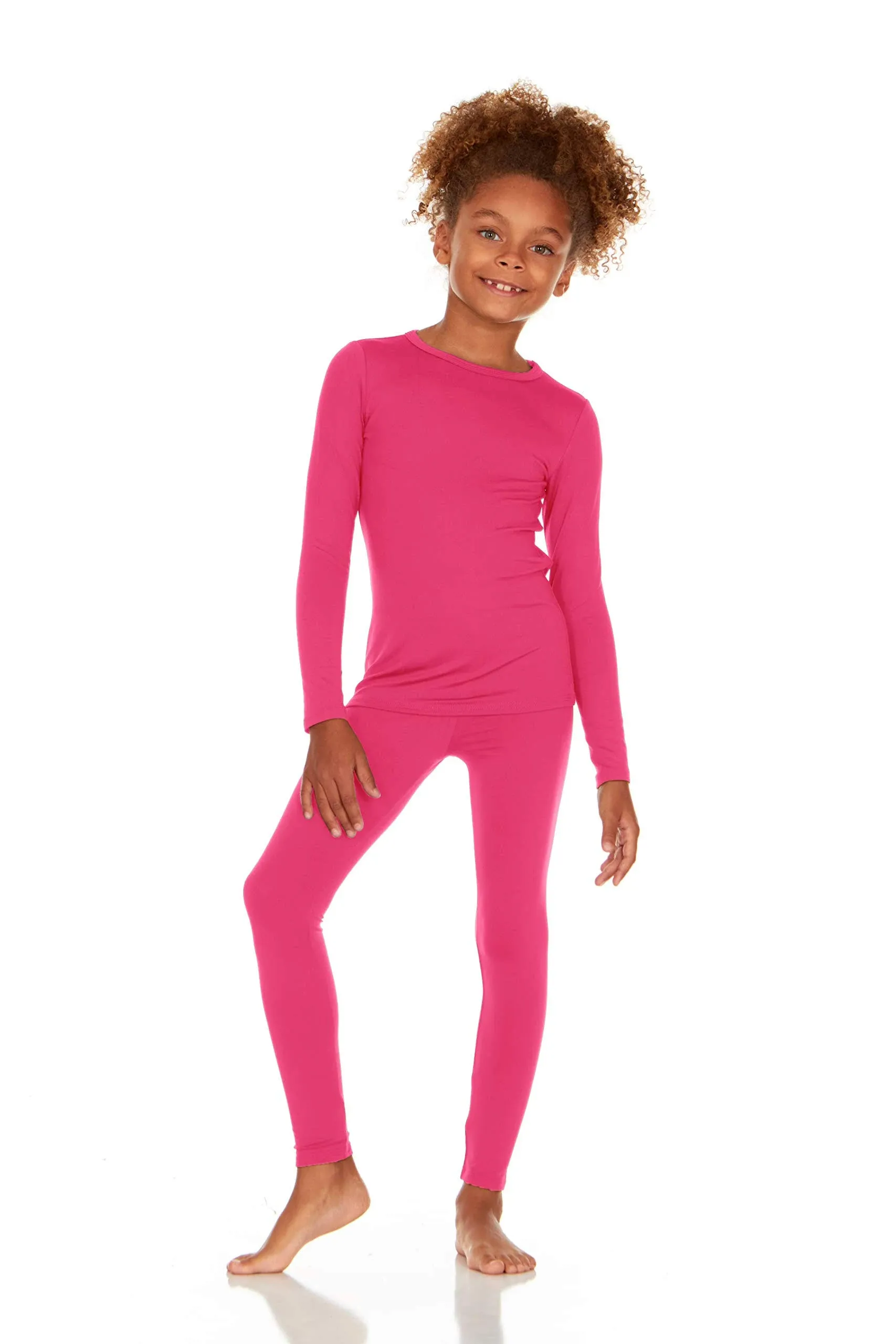 Thermajane Thermal Underwear for Girls Long John Set Kids (Pink, X-Large), Girl's ...