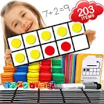 Magnetic Ten Frame Set 203 Items: 8 Ten-Frames + 100 Colorful Counters + 10 Dice ...