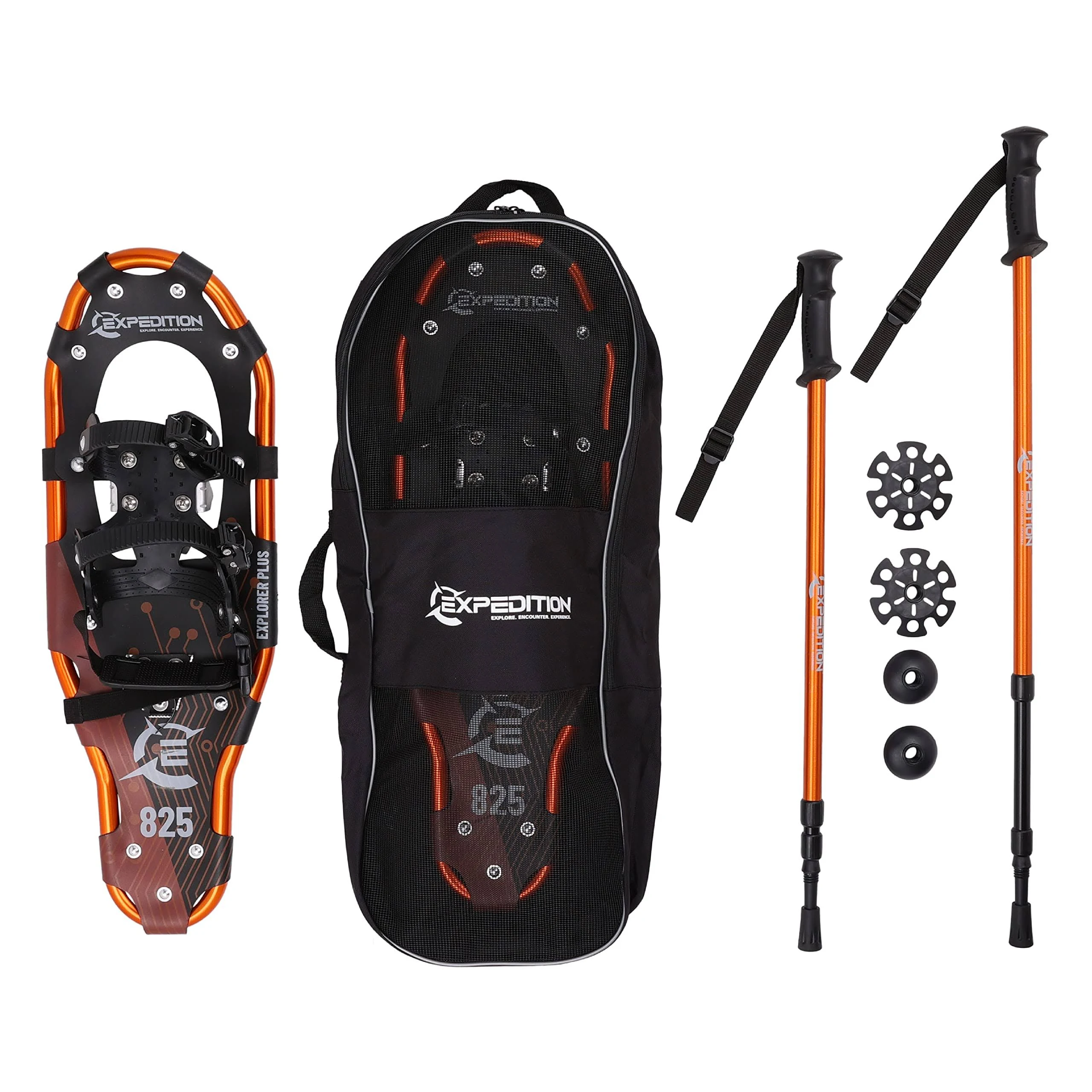 Lightweight Aluminum Frame Snowshoes with Dual Ratchet Bindings, Nylon Heel S...