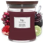 WoodWick Medium Hourglass Candle, Black Cherry - Premium Soy Blend Wax, Pluswick Innovation Wood Wick, Made in USA