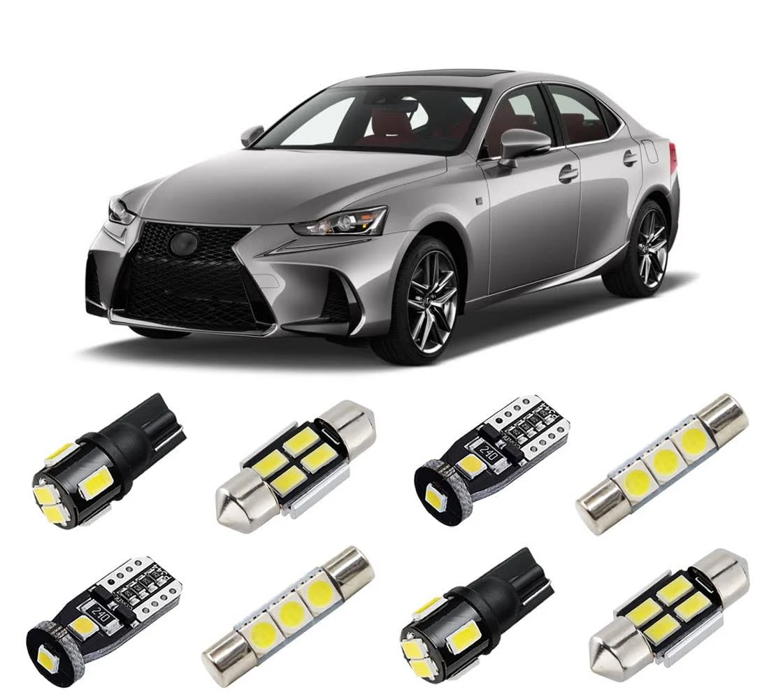 White Interior LED Lights Kit for Lexus IS250/ IS350/ ISF 2014 2015 2016 2017 2018 2019 Super Bright 6000K Interior LED Light Bulbs Package and Install Tool