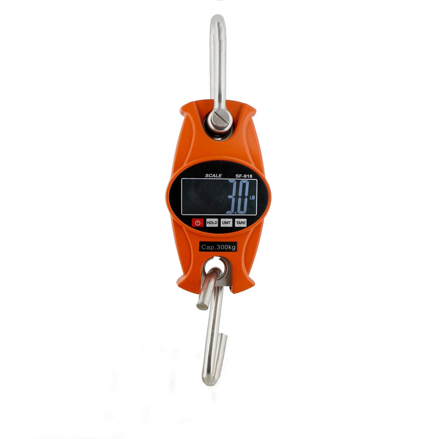 Rural365 Digital Hanging Scale 660 lb Hook Mini Crane Scale in Orange – for Lamb, Calf, Fishing, Hunting Weight