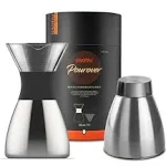 Asobu Silver Insulated Pour Over Coffee Maker 32 oz. Double-Wall Vacuum