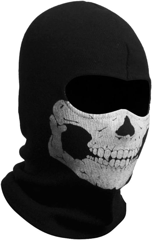 Nuoxinus Black Balaclava Ghosts Skull Full Face Mask for Cosply Party Halloween Outdoor Motorcycle Bike Cycling Skateboard Hiking