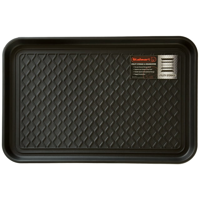 Stalwart All-Weather Indoor/Outdoor Boot Tray with Raised Edge (Black)