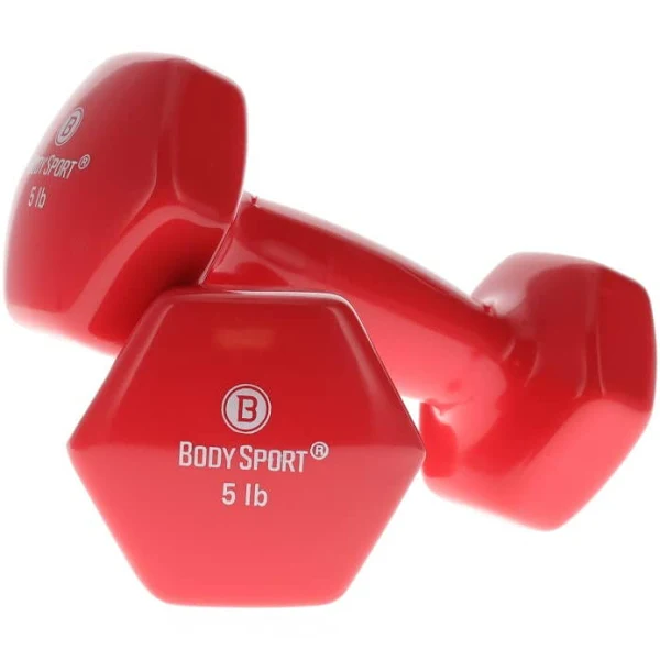 Body Sport Vinyl Dumbbell Hand Weight – Dumbbells for Exercises – Strength Training Equipment – Neoprene Dumbbells – Home Gym Accessories – Weight Training – Pair