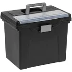 Office Depot Large Mobile File Box, Letter size, 11 5/8in.H x 13 3/8in.W x 10in.D, Black/Silver, 110987