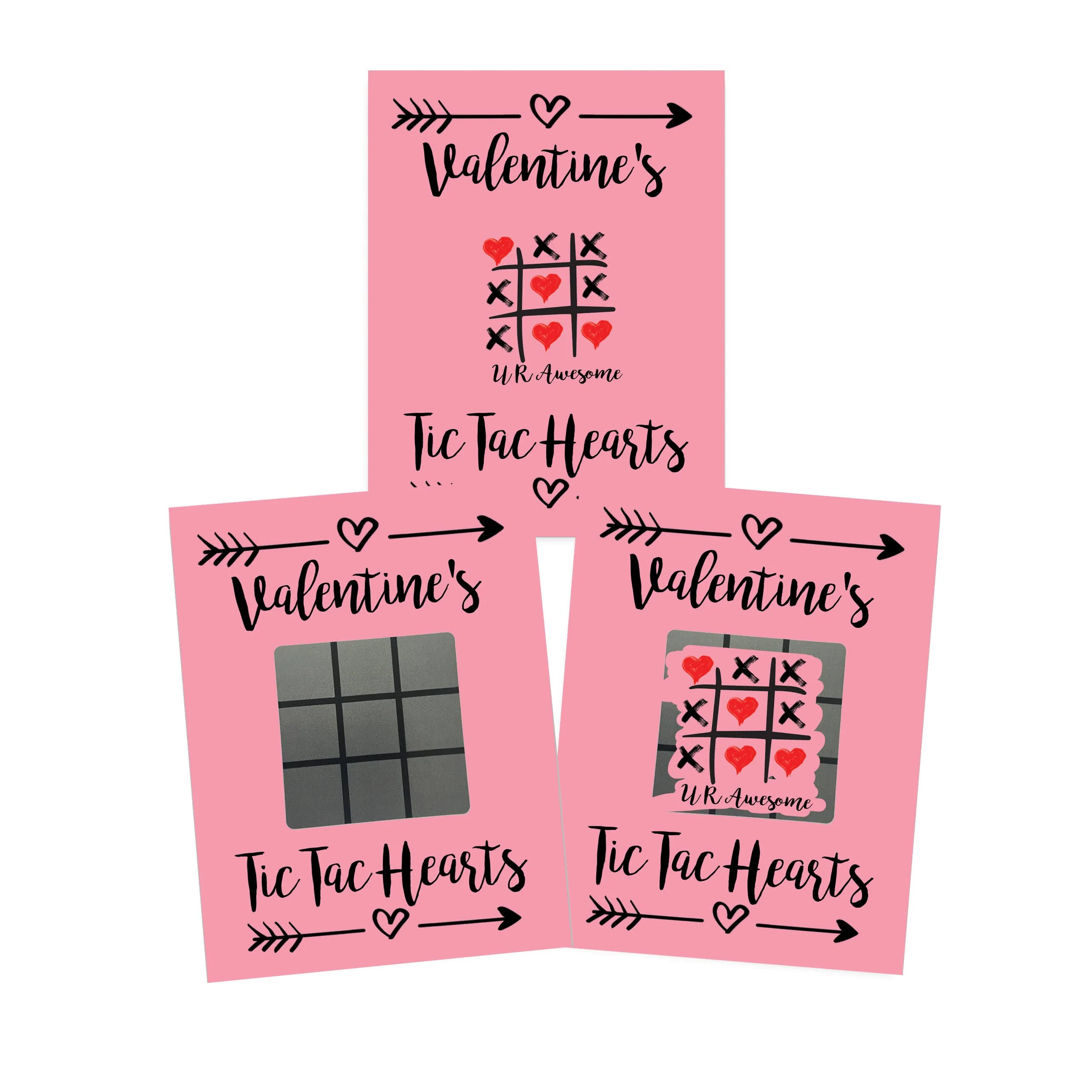 My Scratch Offs Red Heart Tic-Tac-Toe Scratch Off Valentine's Day Kit of 25 Cards 3x4