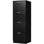 YITAHOME 4-Drawer File Cabinet with Lock, 15.86" Deep Vertical Filing Cabinet for Letter A4-Sized Files, Need to Assemble, Black