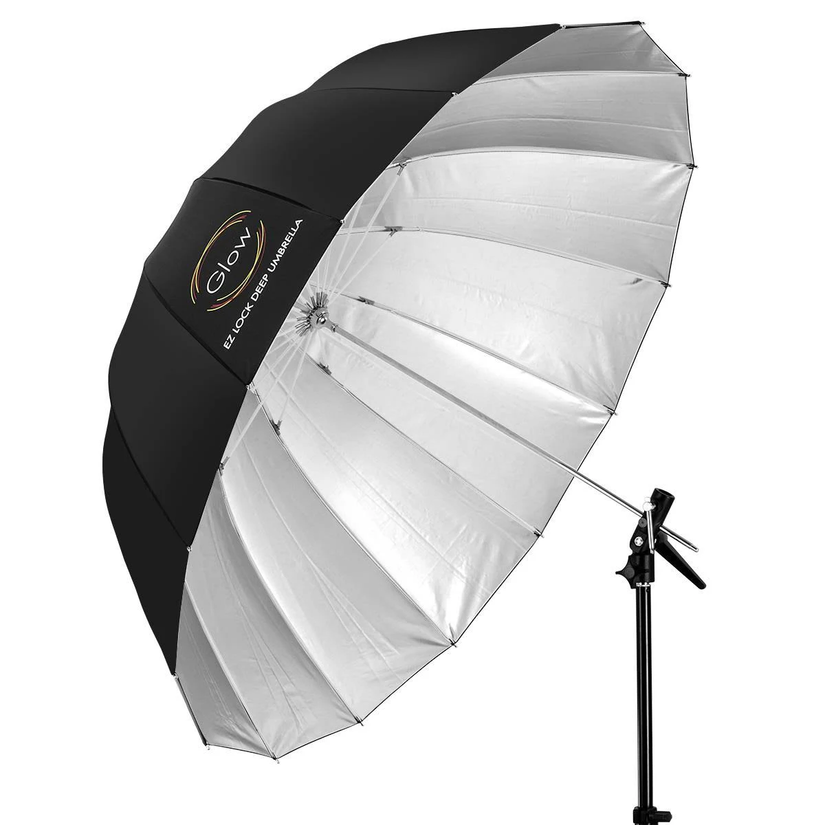 Glow Easy Lock Large Deep Silver Fiberglass Umbrella (51in)