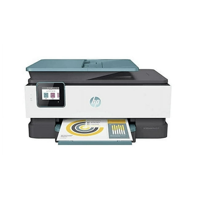 HP OfficeJet Pro 8028e Impresora inalámbrica todo en uno Escáner Copiadora Fax Impresión de inyección de tinta Pantalla táctil de 2,7 pulgadas 6 meses de tinta gratis 2 años Garantía HP 20 ppm Negro 10 ppm Color para uso en oficina doméstica (renovado)