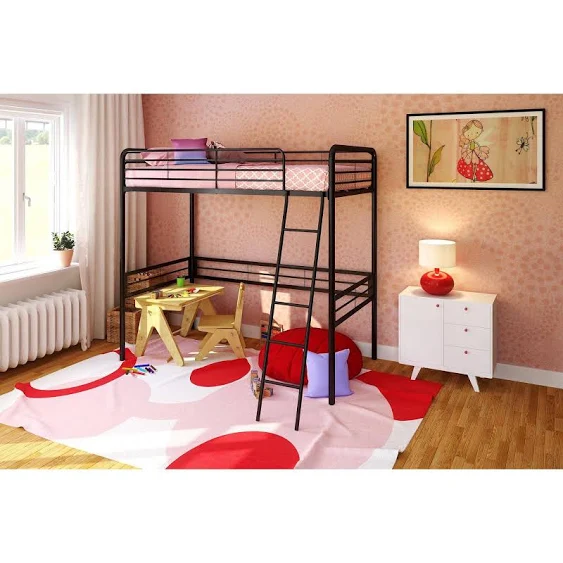 Walker Edison Twin Metal Loft Bed - Black