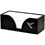 Paper Towel Dispenser with Blue Hummingbird in Black Bamboo