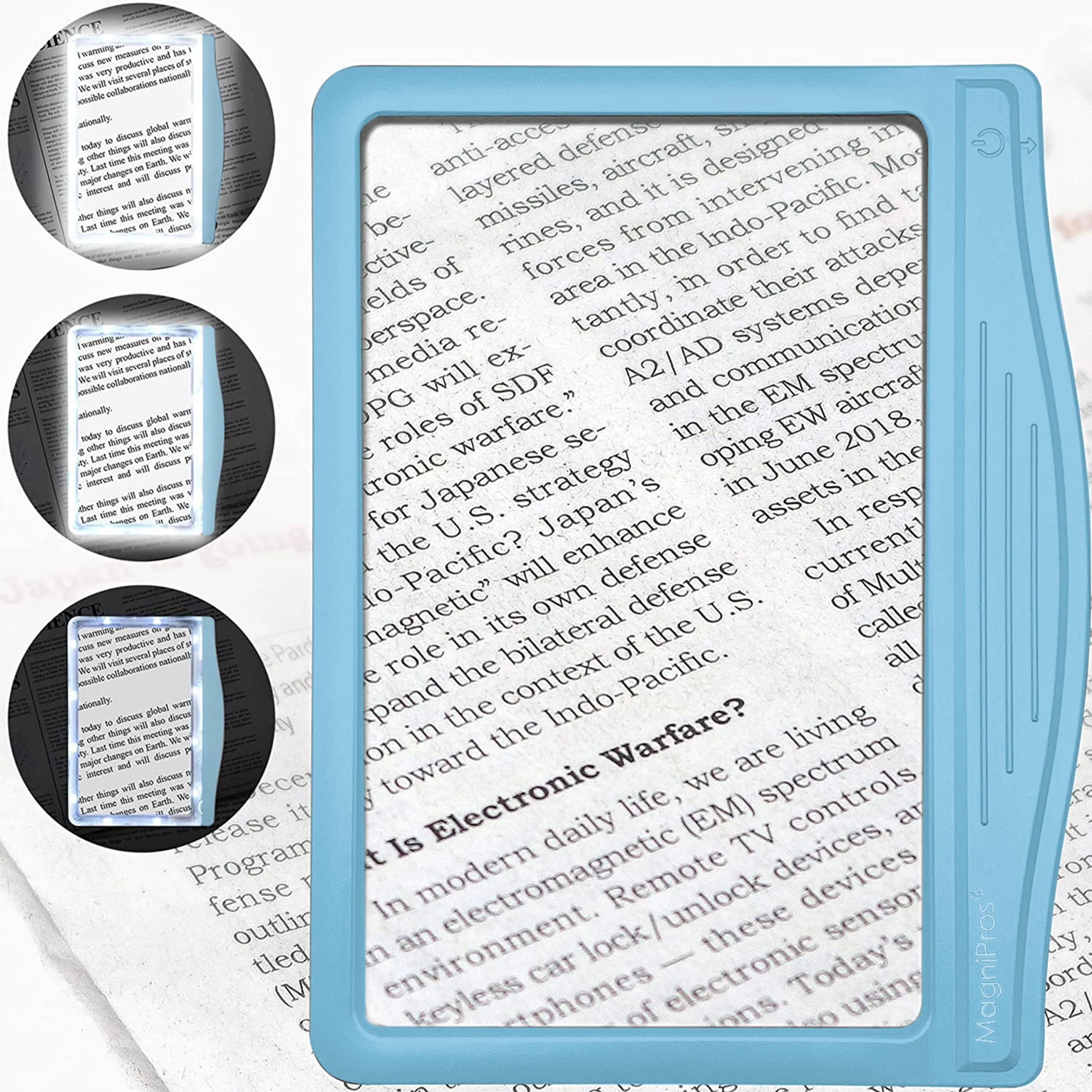 Magnipros 5x LED Full Page Magnifying Glass with Detachable Stand 3 Color Modes