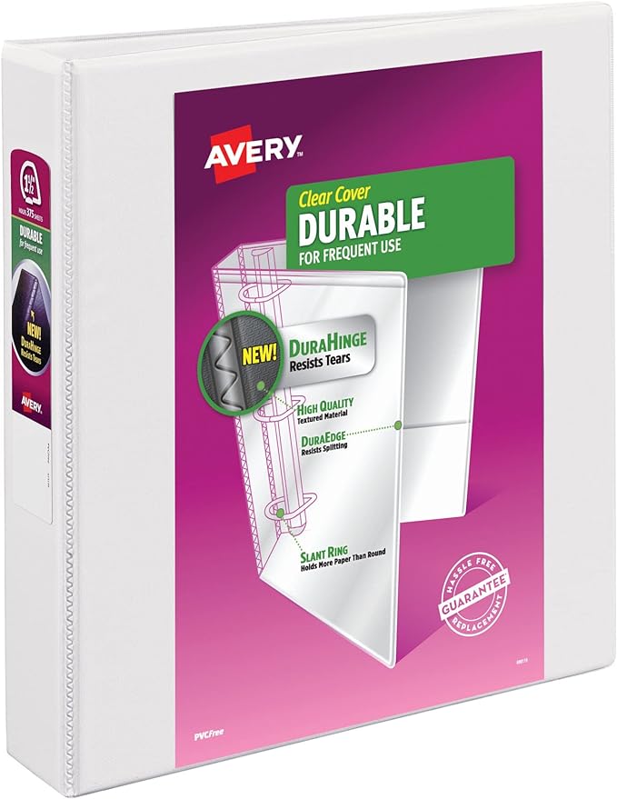 Avery Durable 3" 3-Ring View Binder White (17042) 823518