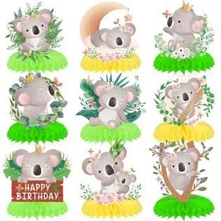 Koala Honeycomb Centerpieces 10pcs Koala Birthday Party Decoration Cute Koala Baby Shower Table Decoration for Koala Theme Party Supplies